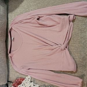 Ribbed Knotted soft pink long sleeve from Arizona Jean Co.